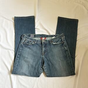 dark blue medium wash lucky brand straight leg jeans